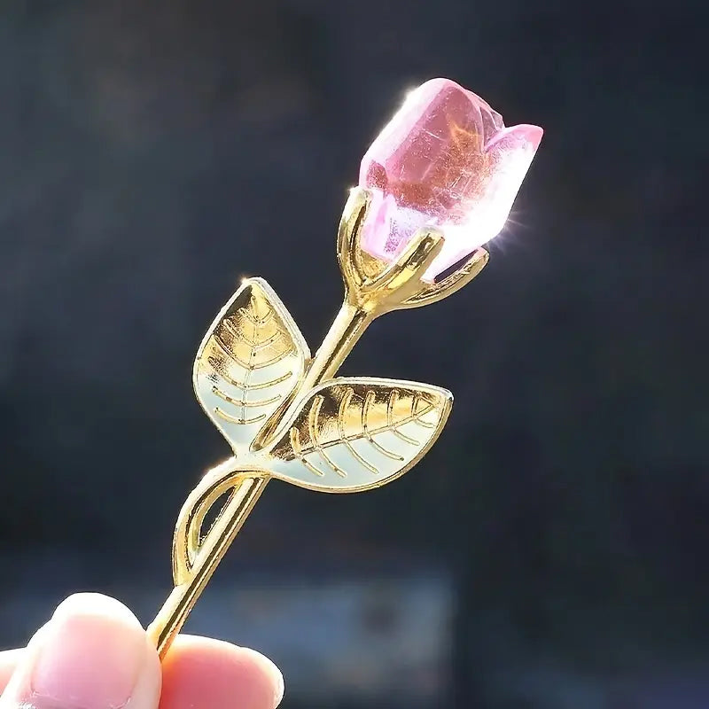 Artificial Rose Branch with Crystal Flower