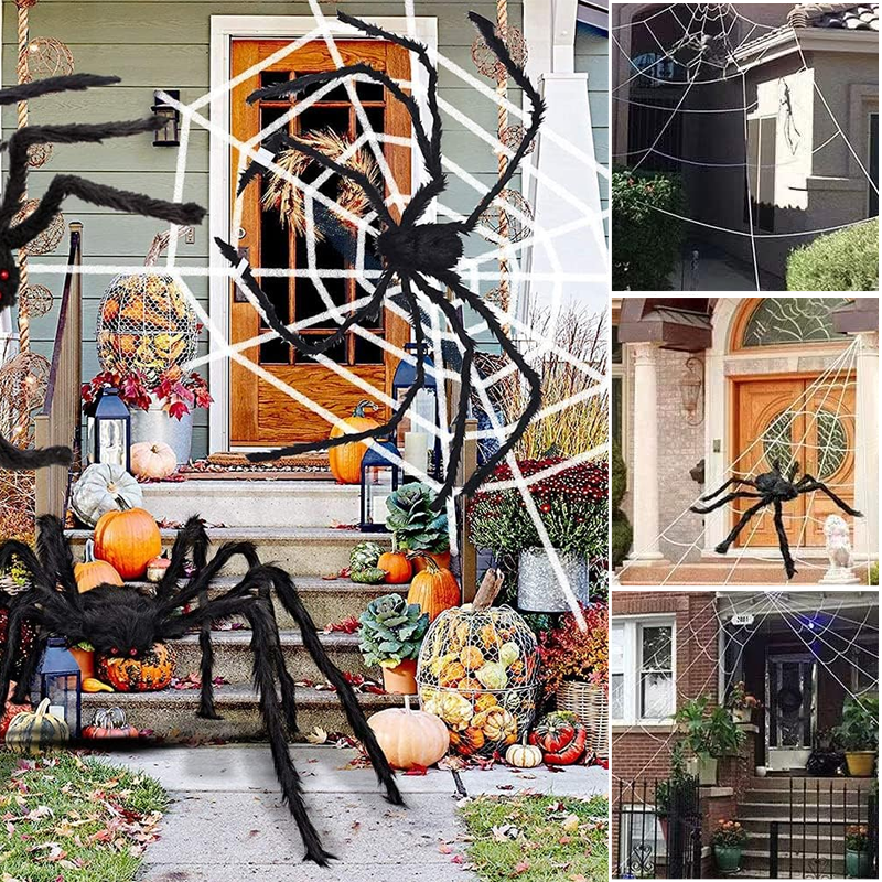 Halloween Spider Decorations Stretch Cobweb