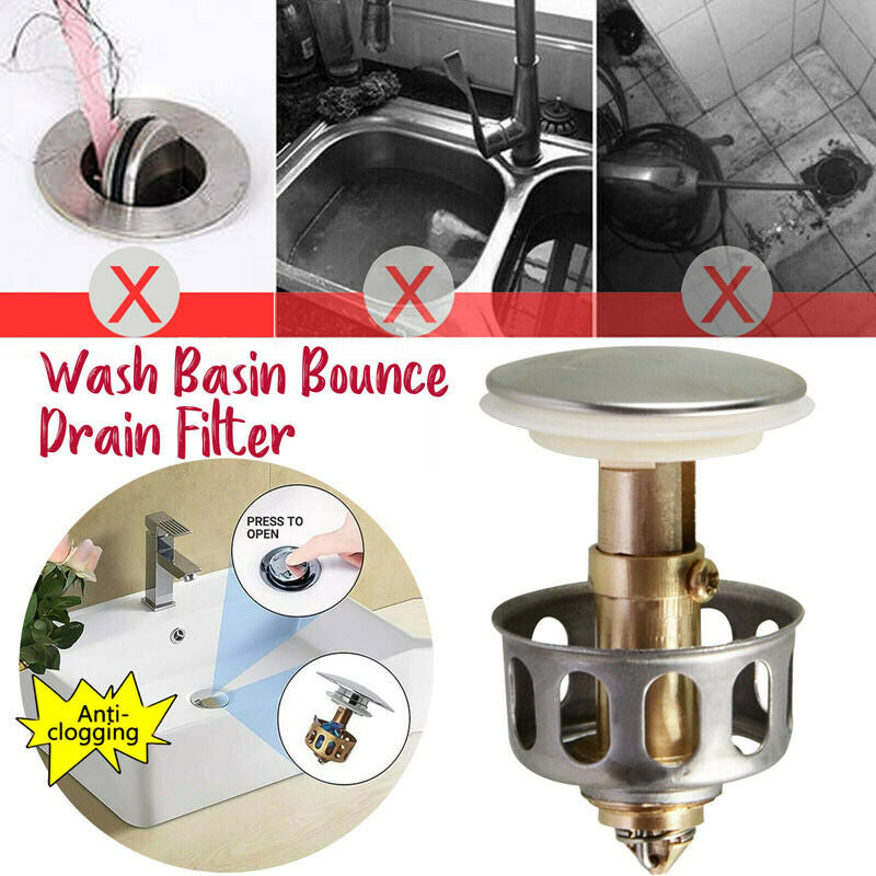 Universal wash basin bounce drain filter