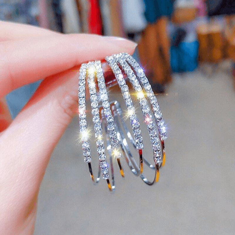 Shiny Diamond Hoop Earrings